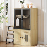 Garvee Double Maison Pour Chat Avec Bac À Litière, Échelle Amovible, Stockage Intégré, Bois De Sisal, Pour Intérieur, L 57.6cm x W 44.9cm x H 27.9cm