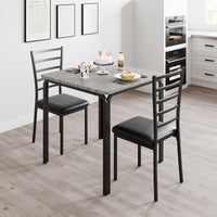 Ensemble de salle à manger Garvee 3 pièces avec 2 chaises rembourrées, idéal pour les petits espaces, la cuisine et le bureau. Table de cuisine carrée en chêne, robuste et peu encombrante.