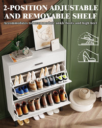 Garvee meuble à chaussures étroit avec 3 tiroirs et étagères réglables, idéal pour l'entrée et le salon. En MDF, stable et moderne, coloris naturel