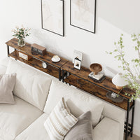 Garvee Console étroite 15 cm, table de canapé 2 niveaux avec étagère réglable, idéale salon, entrée et couloir, marron rustique