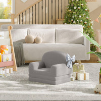 Fauteuil-canapé Garvee pour enfants, 2 en 1, pliable, en tissu polaire doux et confortable, gris, pour salle de jeux ou chambre.