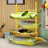 Garvee Support de rangement pour kayaks, autoportant, hauteur réglable, bras rembourrés, acier à la rouille, pour 4 kayaks, intérieur et extérieur.