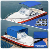 Garvee Taud bimini 3 Arches 183 x 170,2-182,9 cm Bleu, Protection Solaire, Toile Marine 600D, Cadre Aluminium 2,5 cm - Royal Bleu