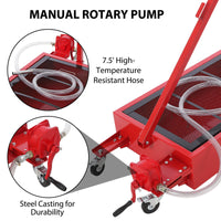 Bac de vidange d'huile Garvee 20 gal avec pompe manuelle, capacité de 76 L, en polypropylène, poignée pliable, roulettes, tuyau de 2,4 m pour voiture et camion, noir