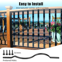 Balustres de terrasse GARVEE, lot de 50 barreaux en aluminium, forme ondulée, 82 cm x 2,5 cm, avec vis, pour escaliers et rampes de terrasse, noir mat