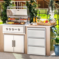 Cuisine d'extérieur Garvee en acier inoxydable – Station de grillades à 3 niveaux pour jardin et terrasse, construction robuste, idéale pour les amateurs de plein air