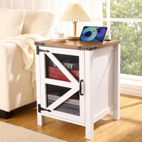 Garvee table de chevet style campagne avec chargeur intégré, plateau de 46 cm, 2 ports USB, 2 prises de courant, bois, étagères réglables, chambre, salon