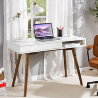 Bureau moderne blanc Garvee avec tiroirs pour bureau et chambre à coucher, 108 x 50 x 75 cm, bois