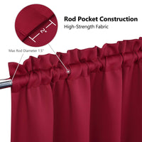 Cantonnières occultantes Garvee, lot de 2, 66 x 114 cm, rouges, pour salon, cuisine, chambre, isolantes thermiques
