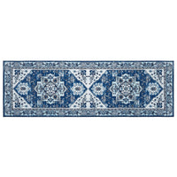 Tapis de couloir oriental vintage Garvee, antidérapant, lavable, polyester, 60 x 230 cm, bleu marine, pour couloir, salon, cuisine