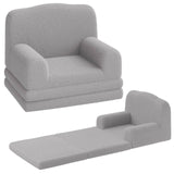 Canapé enfant convertible 2 en 1 Garvee, très confortable, en mousse, avec revêtement en sherpa doux et antidérapant, de couleur grise, idéal pour la salle de jeux. Léger et sûr.