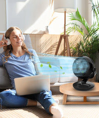 Ventilateur de table silencieux Garvee 24 dB avec oscillation 3D, circulation d'air turbo, 3 vitesses, noir, compact, pour bureau et chambre