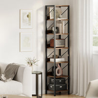 Garvee Étagère étroite 30 cm, 6 niveaux, métal et MDF, cadre robuste, style industriel rustique, 168 × 30 × 30 cm, idéale petits espaces, vintage