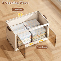 Garvee Boîtes de rangement empilables 5 niveaux avec roulettes, pliables, portes magnétiques transparentes, pour salon et chambre, 45 x 27 x 116cm