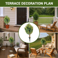 Garvee Lot de 2 cyprès artificiels en boule de 76 cm avec piquet pour jardin et terrasse, verts, résistants aux intempéries et aux UV