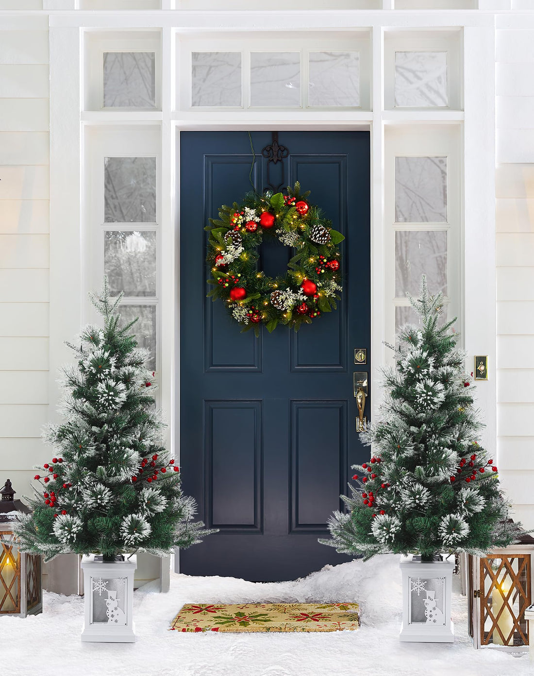 Sapin de Noël Garvee de 90 cm avec 78 LED et support bonhomme de neige pour décoration de table, bureau ou salon