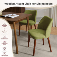 Chaises de salle à manger Garvee, lot de 2, en tissu, avec assise rembourrée et pieds en bois, idéales pour la cuisine, les restaurants et les cafés. Hauteur : 78 cm. Style moderne mi-siècle, gris.