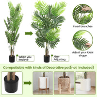 Palmier artificiel Garvee de 120 cm avec pot, tronc ajustable, polyester résistant, vert, idéal pour le bureau et le salon.