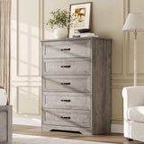 Garvee commode à 5 tiroirs pour la chambre, avec grand espace de rangement et protection anti-basculement, en MDF gris, pour le salon et la chambre d'enfant - Gris