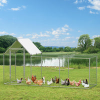Poulailler Garvee grand format en métal avec protection UV et imperméabilité, structure en acier robuste, verrouillage sécurisé, revêtement PVC pour poules et lapins d'extérieur, gris.