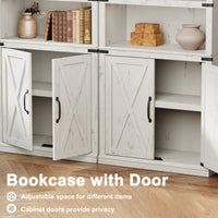 Garvee bibliothèque de style campagne avec portes, 5 niveaux, 178 cm de haut, bois, salon, bureau, brune