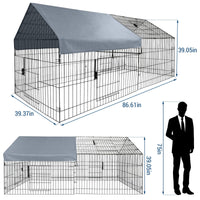 Poulailler métallique Garvee grand format – 218 × 101 × 101 cm, antirouille, housse imperméable et fermeture de porte sécurisée pour le jardin et la ferme