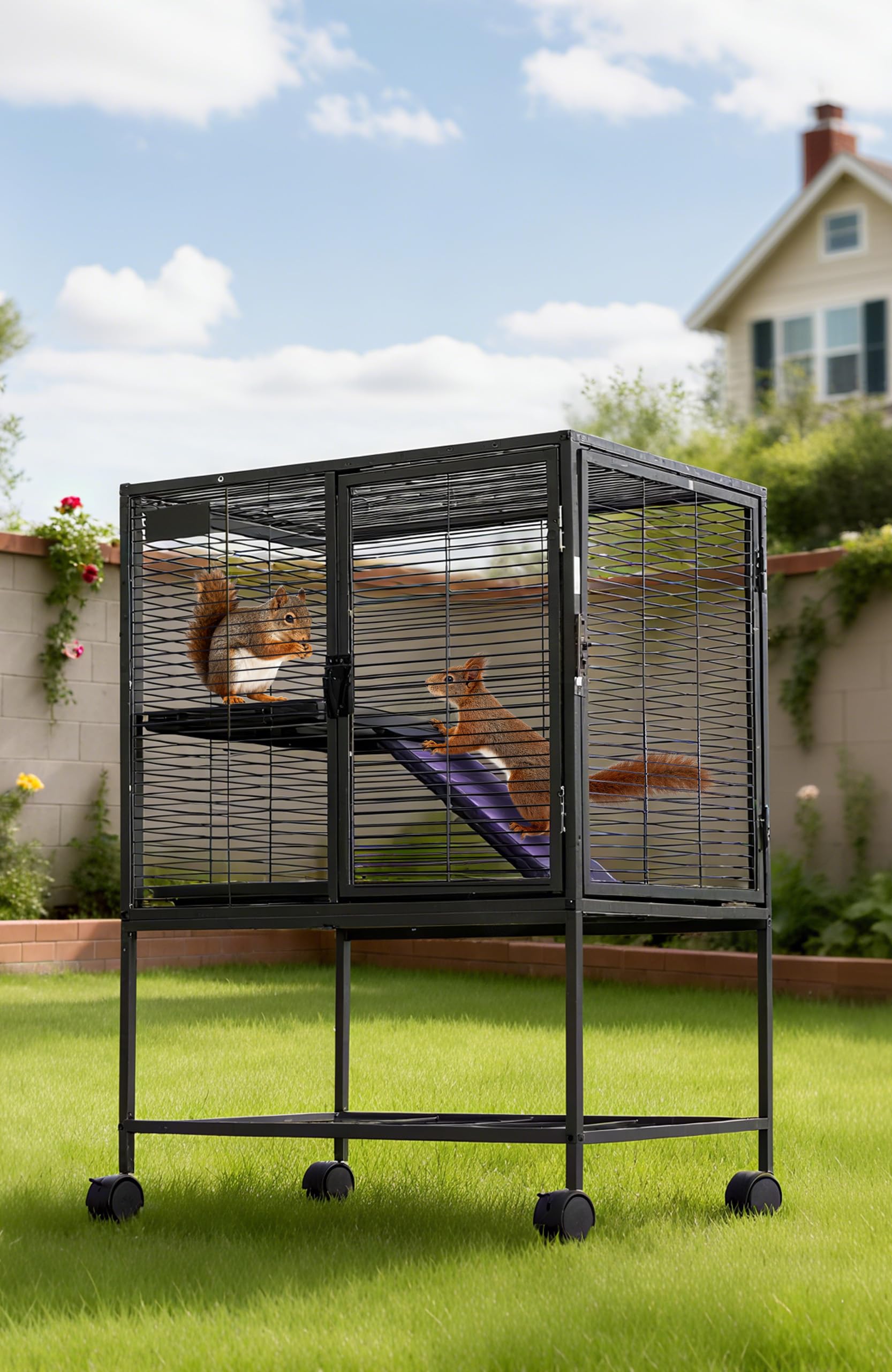 Cage Garvee pour petits animaux, en métal, 86 cm de hauteur, à plusieurs étages avec rampes et plateau amovible, pour hamsters, lapins, furets, cochons d'Inde et hérissons. Sans BPA.