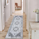 Garvee Alfombra Lavable Antideslizante Moderne - Polyester Cachemira, Base TPR, 60x230cm, Gris - Salon, Chambre, Salle à Manger - 