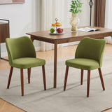Garvee Chaises de salle à manger, lot de 2, en tissu, avec assise rembourrée et pieds en bois, idéales pour la cuisine - Vert