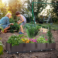 Jardinière surélevée d'extérieur Garvee, grand modèle, avec système d'arrosage automatique, profonde, en polypropylène (PP), drain amovible, idéale pour terrasse, balcon ou jardin. Dimensions : 160 x 40 x 20 cm (63 x 16 x 8 pouces), noire.