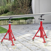 Support de tuyauterie Garvee avec tête en V, hauteur réglable de 71 à 132 cm, pliable, en acier, capacité de charge de 500 kg, avec roulettes, stable, pour le soudage, les ateliers et l'industrie