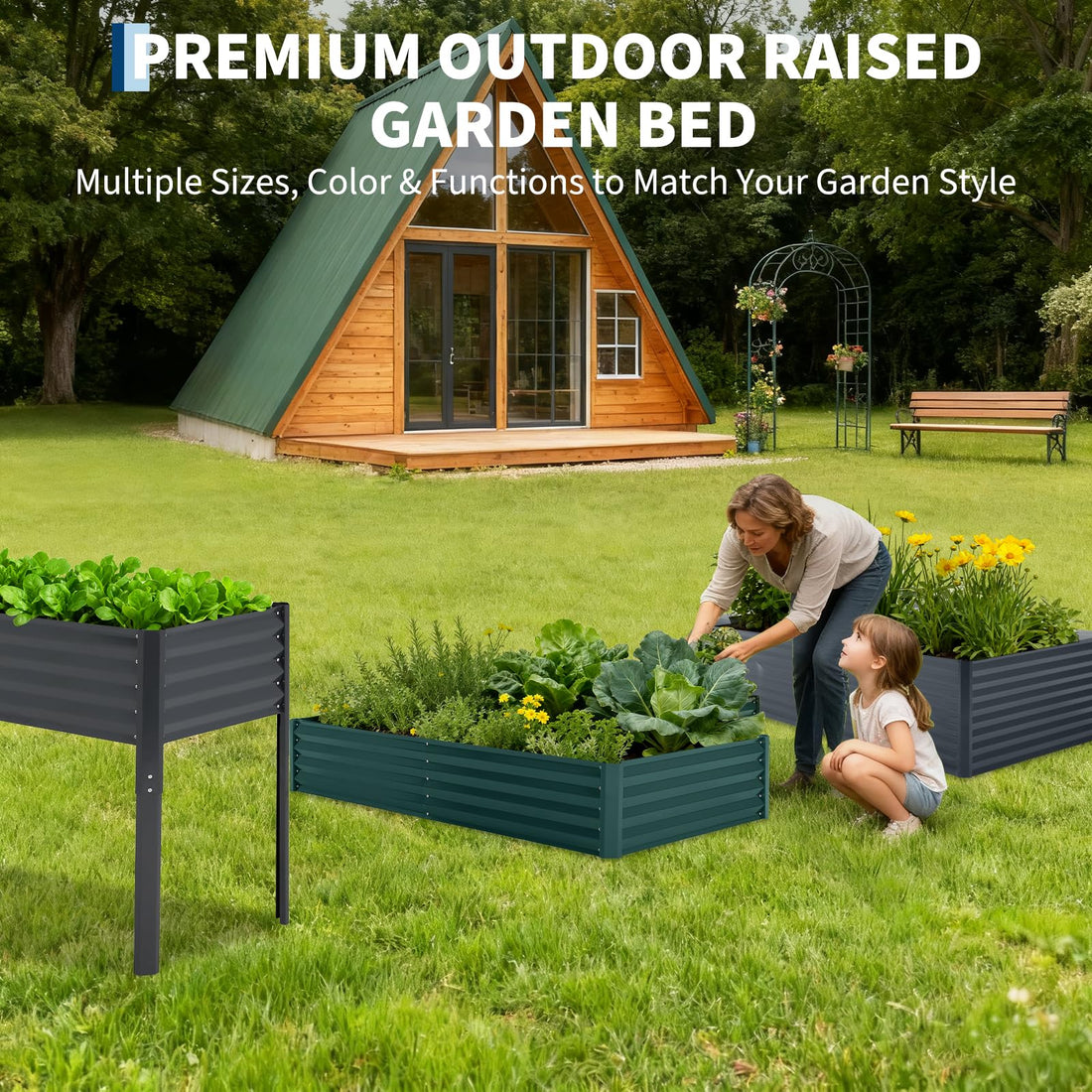 Jardinière surélevée en métal Garvee avec couvercle pour jardin et terrasse, résistante à la corrosion et aux intempéries, polyvalente et robuste.