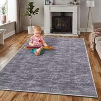 Tapis de salon Garvee, doux, lavable en machine, antidérapant, gris moderne, 80 x 150 cm