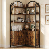 Garvee Étagère d'angle 6 Niveaux avec Cadre Métal, Rangement Salon et Chambre, 74.5"x31.4"x31.4", Design Industriel, MDF Robuste - 