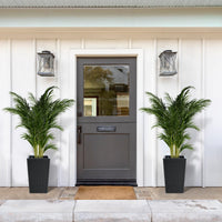 Garvee Ensemble de jardinières 40 cm en rotin avec indicateur de niveau d'eau et roulettes, blanc résistant aux intempéries, déco pour terrasse et salon
