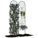 Garvee ensemble de treillis de jardin en 2 pièces pour plantes grimpantes, 140 × 30 cm, métal robuste, résistant aux intempéries, décoratif, pour jardin et terrasse - Noir