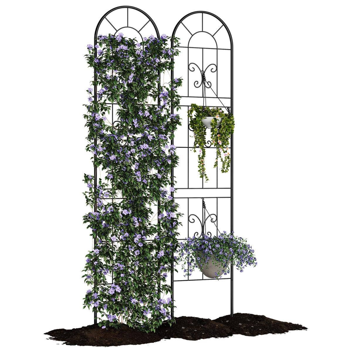 Garvee ensemble de treillis de jardin en 2 pièces pour plantes grimpantes, 140 × 30 cm, métal robuste, résistant aux intempéries, décoratif, pour jardin et terrasse