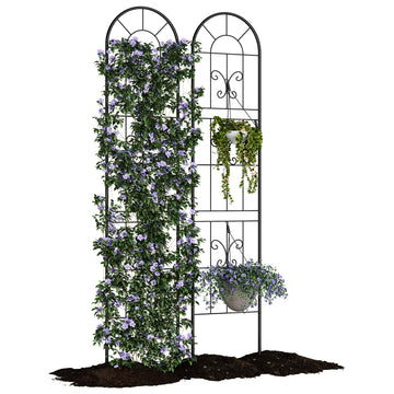 Garvee ensemble de treillis de jardin en 2 pièces pour plantes grimpantes, 140 × 30 cm, métal robuste, résistant aux intempéries, décoratif, pour jardin et terrasse