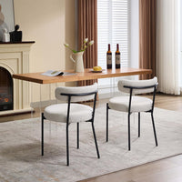 Ensemble de 2 chaises de salle à manger Garvee, style milieu du siècle, en tissu bouclé, pieds et dossier réglables, pieds en métal, ergonomiques et modernes, noires.