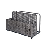 Garvee Organisateur de rangement pour flotteurs de piscine en rotin pe avec roues pivotantes 360°, cadre acier, résistant aux intempéries, grand, idéal piscine et jardin, marron
