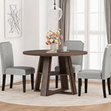 Garvee Table à Manger Ronde 110 cm Pour 4-6 Personnes, Plateau MDF Résistant, Cuisine Et Salle à Manger, Blanc, café - Coffee
