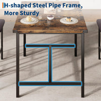 Ensemble table et chaises Garvee pour 4 personnes avec repose-pieds et protections d'angle, hauteur comptoir, tabourets de bar rembourrés, bois et métal, compact, pour cuisine et appartement, multicolore