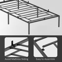 Cadre de lit Garvee pour lit simple, en métal robuste, sommier à lattes en acier noir de 35,5 cm (14 pouces), idéal pour la chambre à coucher.