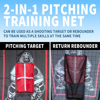 Cible de lancer et filet de rebond Garvee 2 en 1 pour le baseball - Nylon et polyéthylène - Entraînement pour jeunes - Réglable - Noir