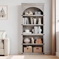 Garvee étagère incurvée , 5 tablettes, 175 cm de hauteur, style champêtre, pour salon ou bureau, bois brun