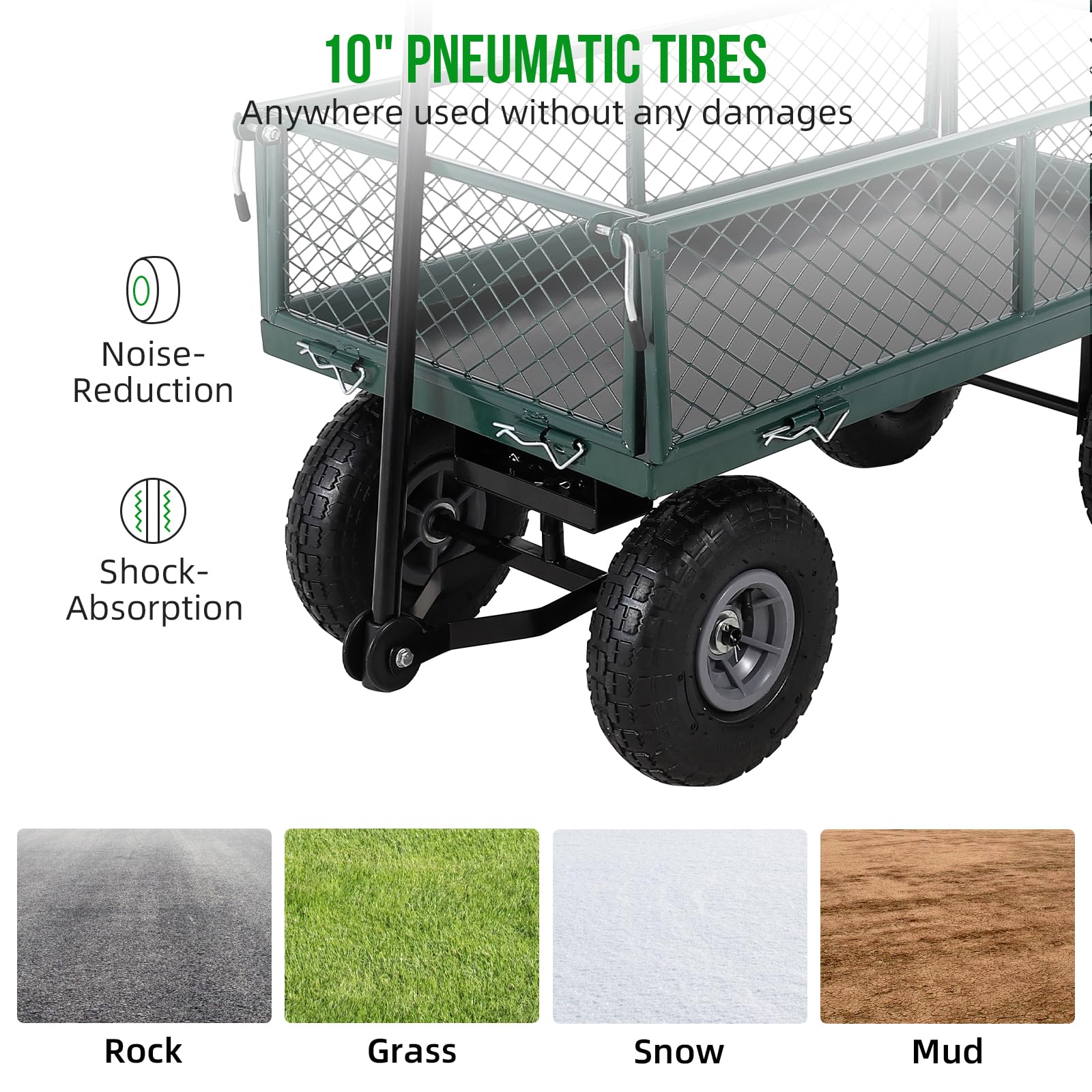 Chariot de jardin Garvee en acier robuste, pliable, capacité de 227 kg (500 lb), avec doublure amovible, pour jardin et cour, 81 cm x 42 cm x 45,5 cm (31,89 po x 16,54 po x 17,91 po), noir