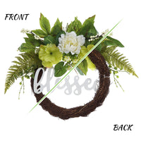Couronne de porte Garvee Printemps-Été 61 cm (24 pouces) Hortensia vert, panneau « Béni », artificielle, faite à la main, résistante aux intempéries pour porte d'entrée et usage intérieur
