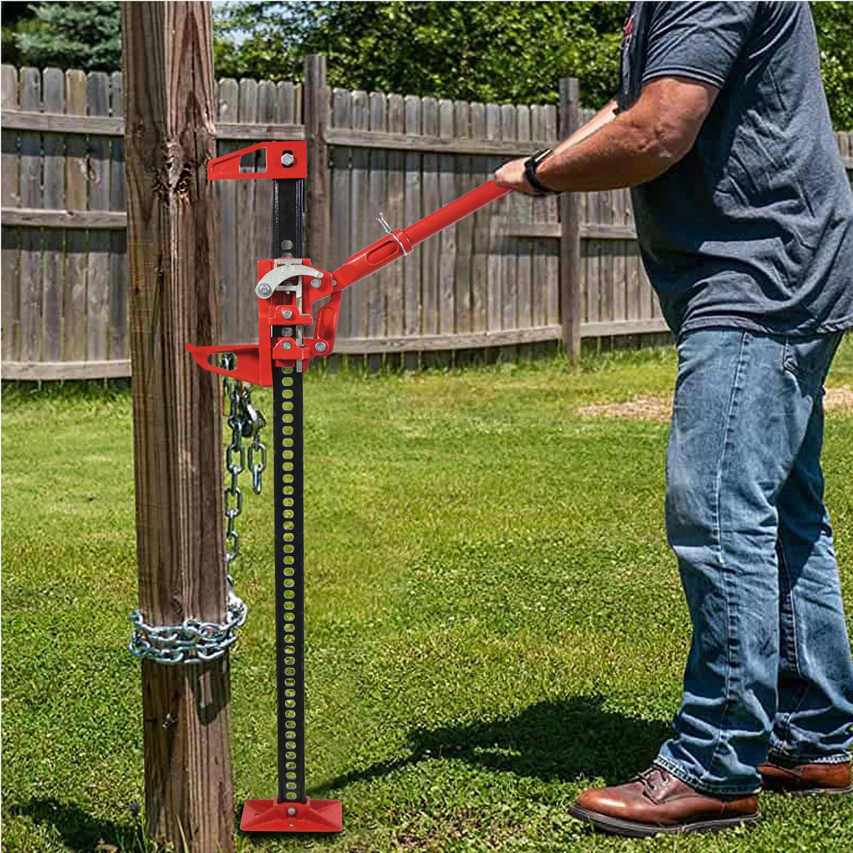 Garvee Cric agricole haute levée 84 cm en acier, capacité 3 tonnes, cric tout-terrain rouge pour 4 × 4, quad, levage, traction et dépannage agricole