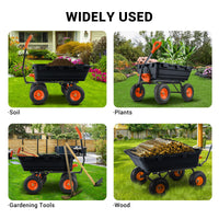 Garvee Chariot-benne de jardin 363 kg, cadre en acier robuste, roues tout-terrain 25,4 cm, benne grillagée pour jardin, ferme et travaux extérieurs