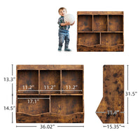 Étagère à jouets Garvee avec 3 étagères et 2 boîtes basculantes pour chambre d'enfant et salle de jeux, en bois, anti-basculement, marron, 91,5 cm (L) x 29 cm (l) x 80 cm (H)